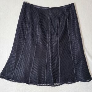 Ann Taylor Silk Lace Pleated Black A-Line Mini Skirt size 4P